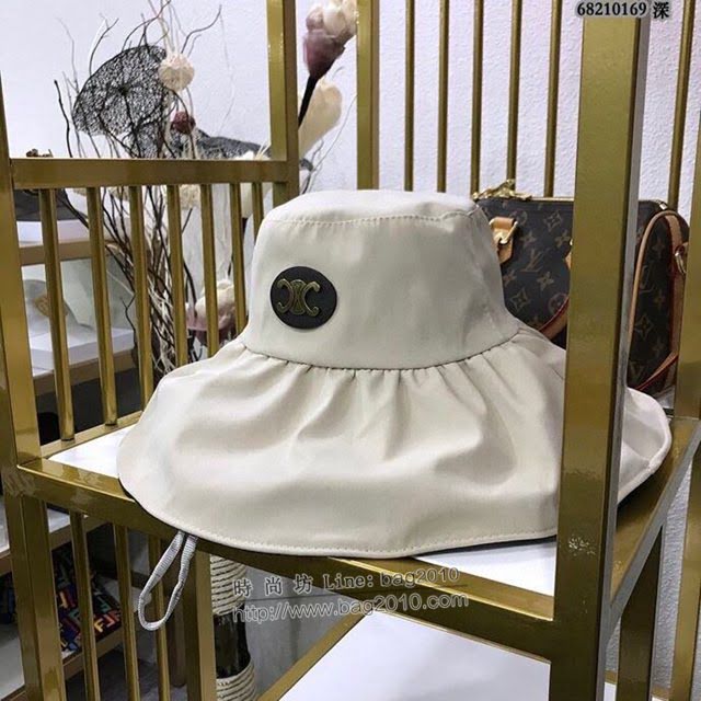 CELINE女士帽子 賽琳褶皺裙邊漁夫帽 CELINE遮陽帽  mm1044